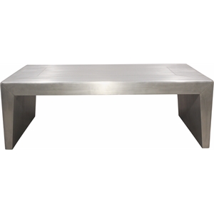 Pilot Huxley Cocktail Table with Modern Silver Aluminum Metal Cladding