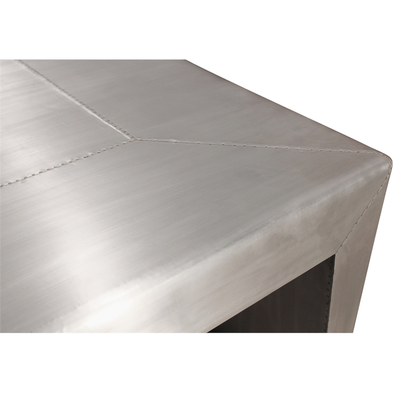 Pilot Huxley Cocktail Table with Modern Silver Aluminum Metal Cladding