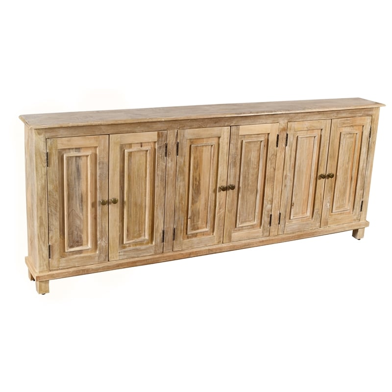 Jenna 6-Door Sideboard in a Coastal Natural Finish on Solid Wood