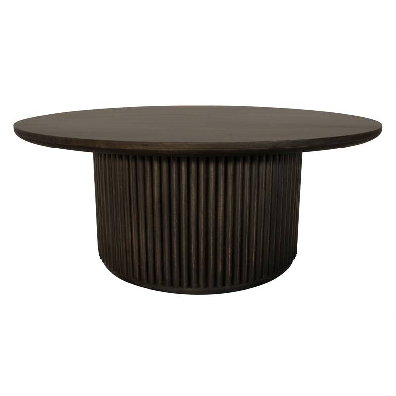 Odin Round Cocktail Table in Modern Espresso Finish on Mango Solid Wood