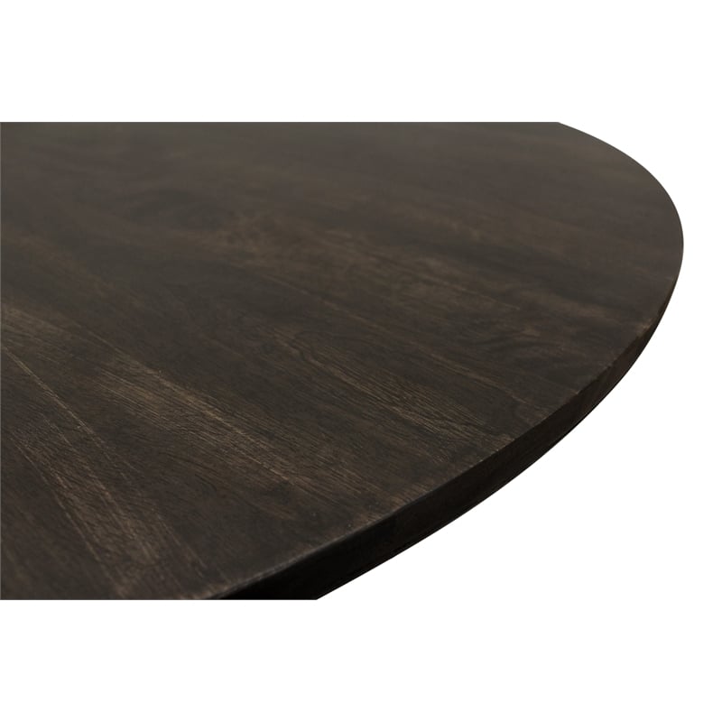 Odin Round Cocktail Table in Modern Espresso Finish on Mango Solid Wood