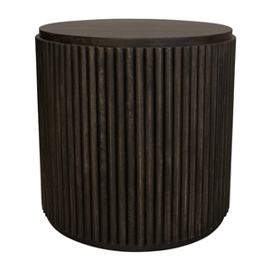 Odin Round End Table in Modern Espresso Finish on Mango Solid Wood