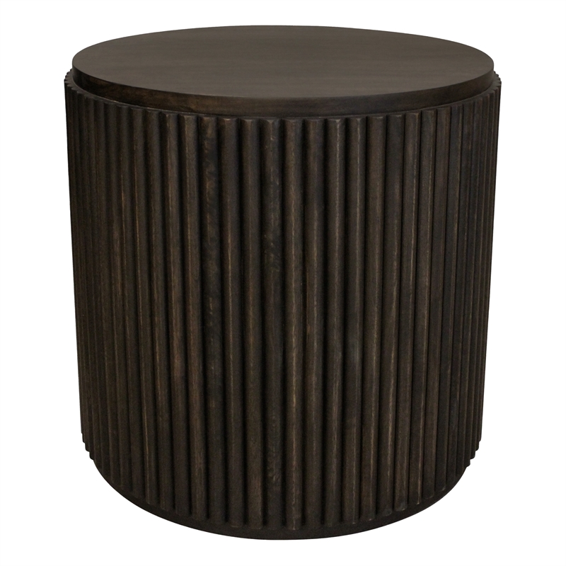 Odin Round End Table in Modern Espresso Finish on Mango Solid Wood