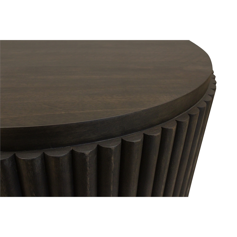 Odin Round End Table in Modern Espresso Finish on Mango Solid Wood