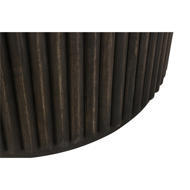 Odin Round End Table in Modern Espresso Finish on Mango Solid Wood