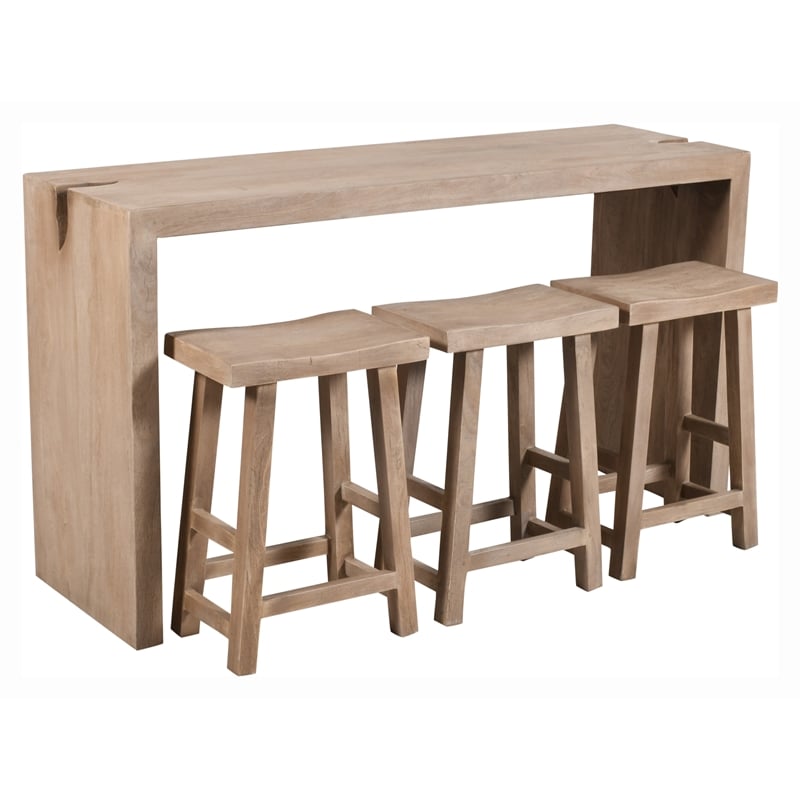 Argyle 4-Piece Counter Table Modern Light Ash Ivory Finish Reclaimed Solid Wood