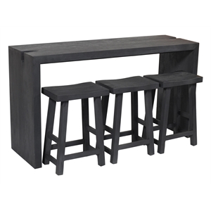 Argyle 4-Piece Counter Table Modern Graphite Black Finish Reclaimed Solid Wood