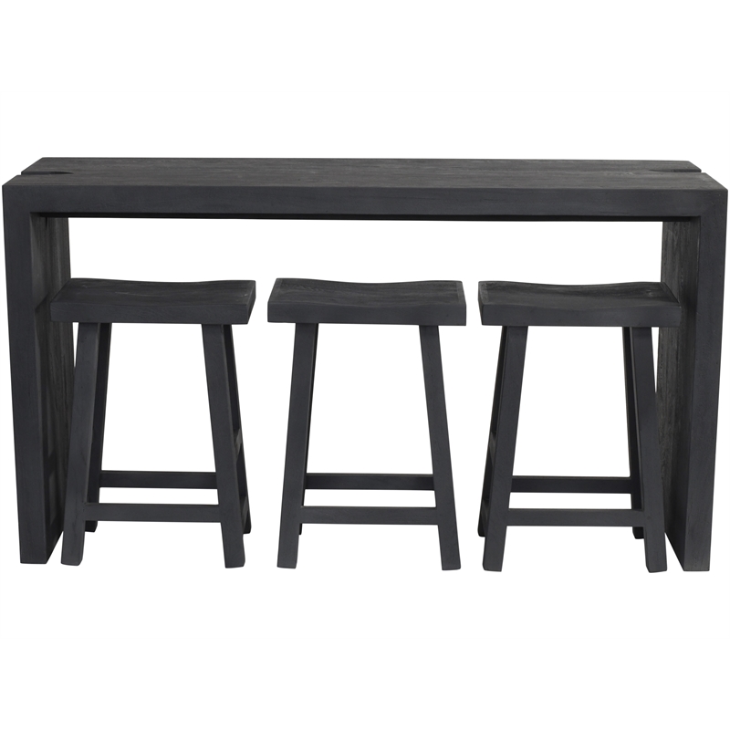 Argyle 4-Piece Counter Table Modern Graphite Black Finish Reclaimed Solid Wood