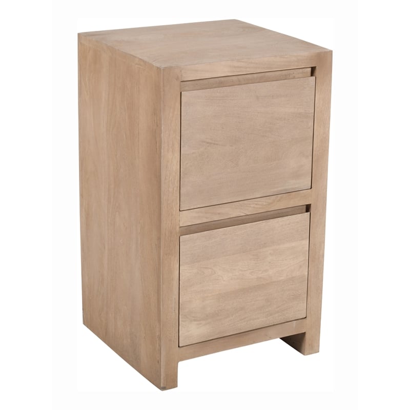 Argyle 2-Drawer File Cabinet Modern Light Ash Ivory Finish Reclaimed Solid Wood