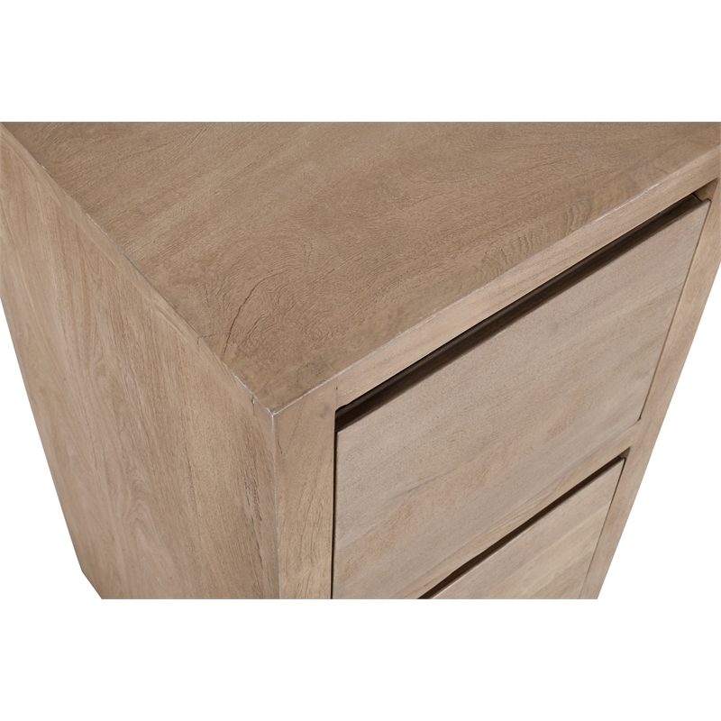 Argyle 2-Drawer File Cabinet Modern Light Ash Ivory Finish Reclaimed Solid Wood