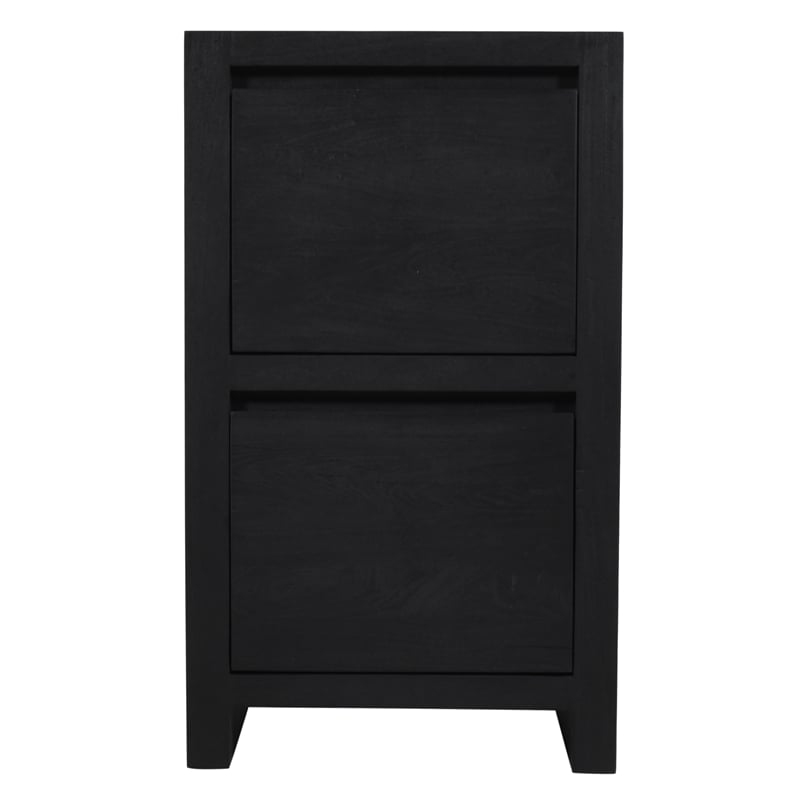 Argyle 2-Drawer File Cabinet Modern Graphite Black Finish Reclaimed Solid Wood