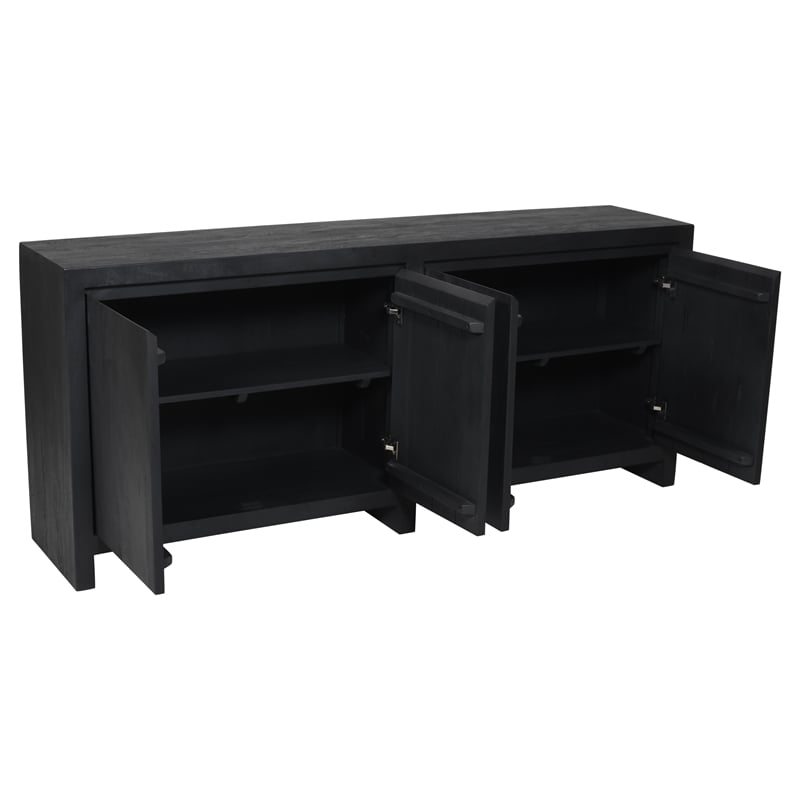 Argyle 4-Door Sideboard in Modern Graphite Black Finish on Reclaimed Solid Wood