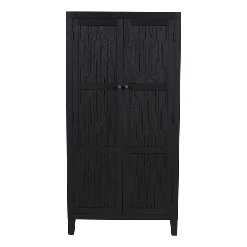 Orchard Tall Cabinet in Transitional Graphite Black Finish Reclaimed Solid Wood