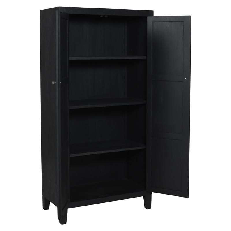 Orchard Tall Cabinet in Transitional Graphite Black Finish Reclaimed Solid Wood