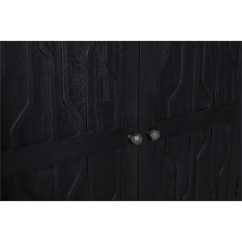 Orchard Tall Cabinet in Transitional Graphite Black Finish Reclaimed Solid Wood