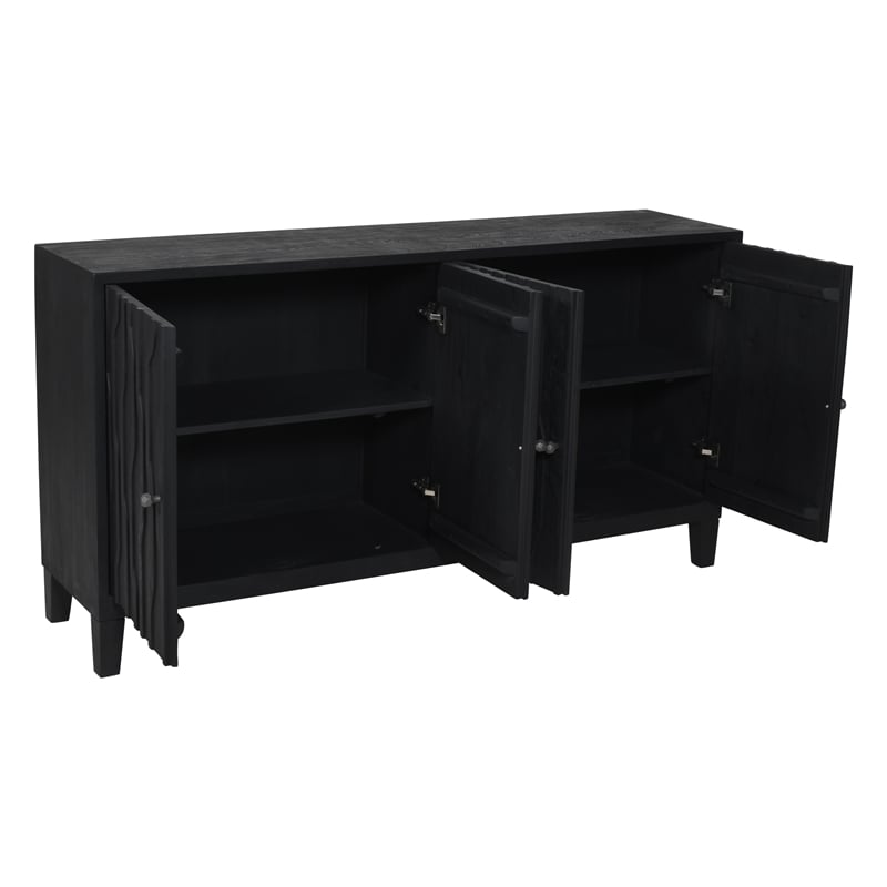 Orchard 4-Door Sideboard in Transitional Graphite Black on Reclaimed Solid Wood