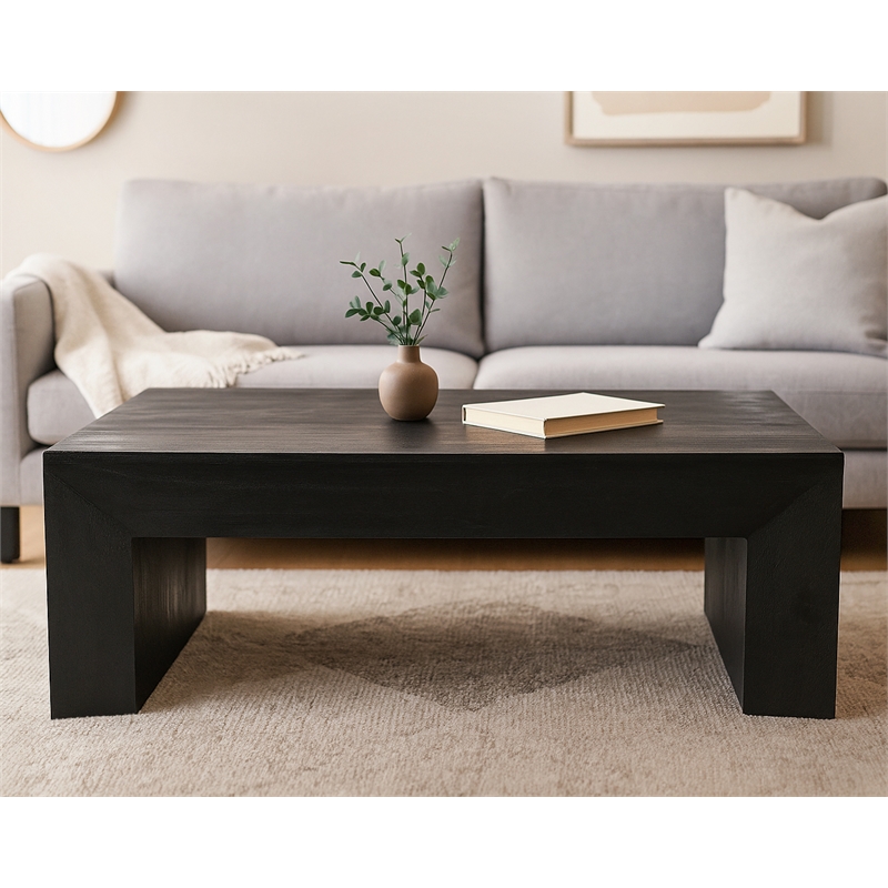 Goliath Cocktail Table in Modern Charcoal Gray Finish on Mango Solid Wood