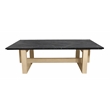 Bradford Rectangular Cocktail Table in Modern Black Marble on Solid Wood Base