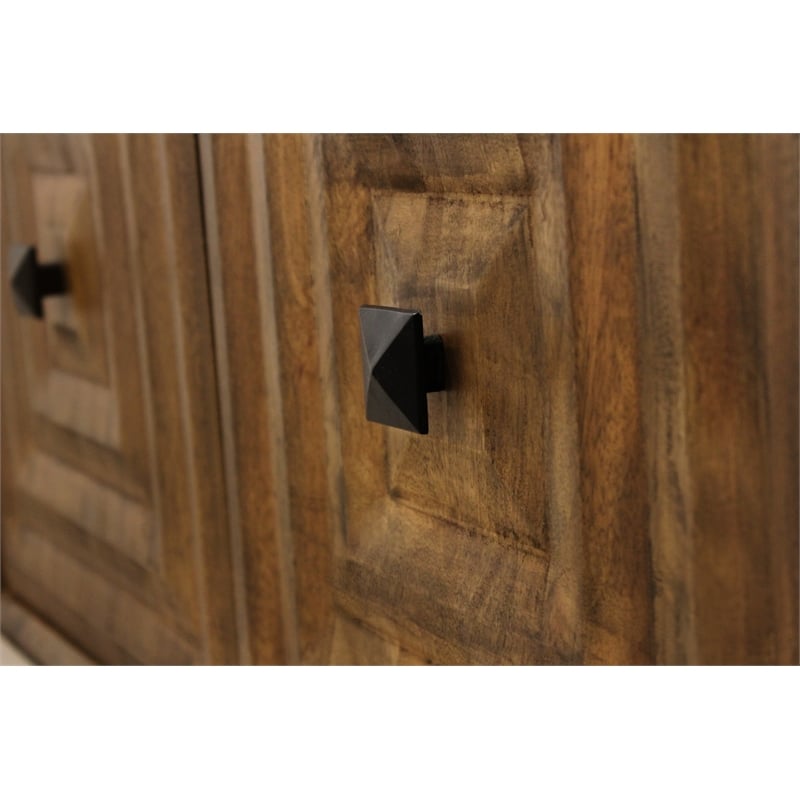 Crest 3-Door Sideboard in Mid-Century Chestnut Finish on Solid Wood