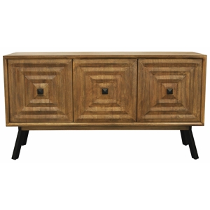 Crest 3-Door Sideboard in Mid-Century Chestnut Finish on Solid Wood