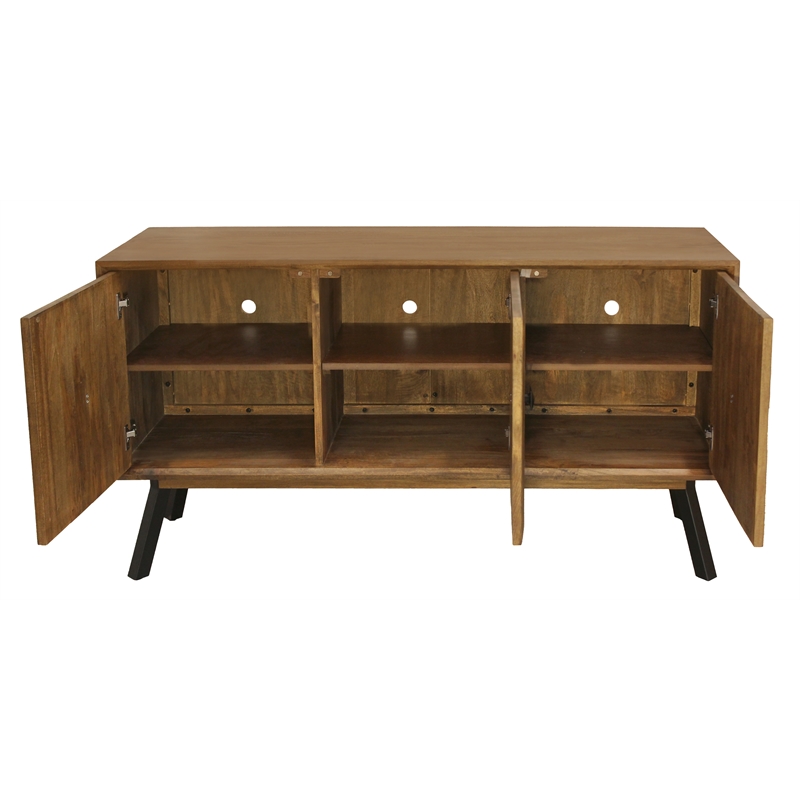 Crest 3-Door Sideboard in Mid-Century Chestnut Finish on Solid Wood