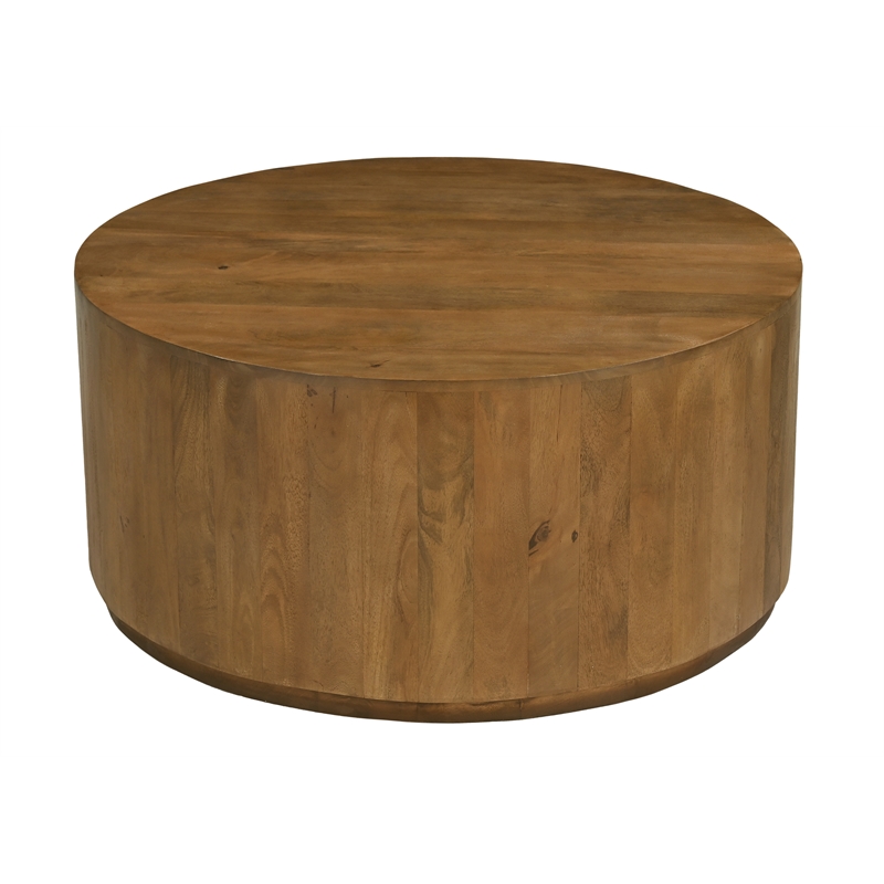 Flagstaff Round Cocktail Table in Modern Spice Tan Finish on Solid Wood