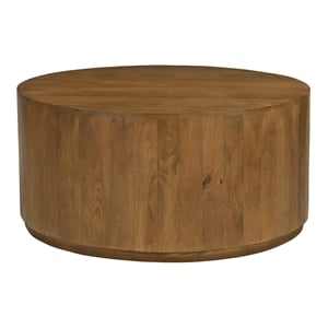 Flagstaff Round Cocktail Table in Modern Spice Tan Finish on Solid Wood