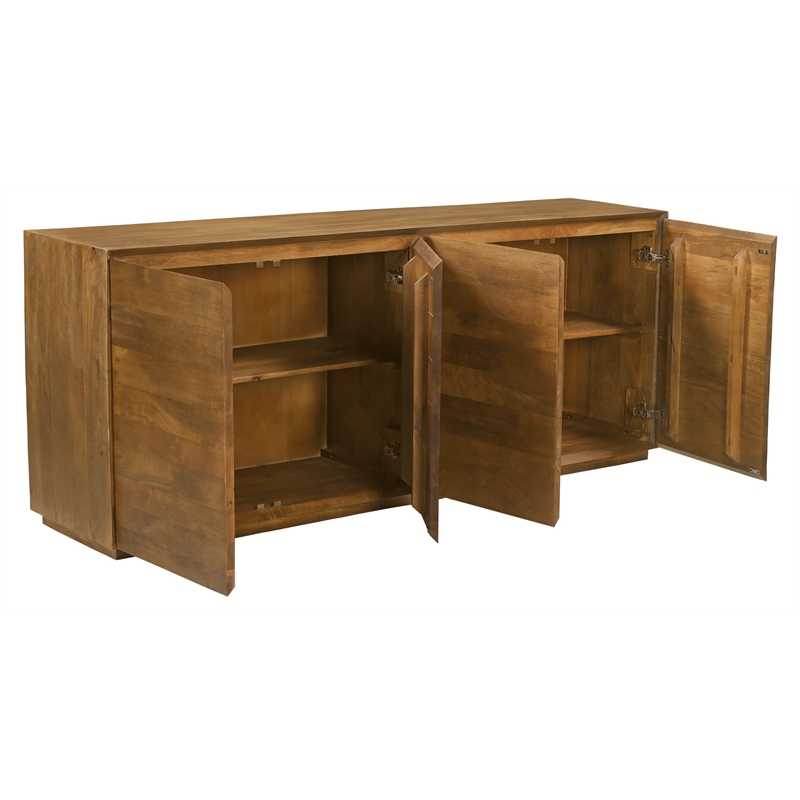 Flagstaff 4-Door Sideboard in Modern Spice Tan Finish on Solid Wood