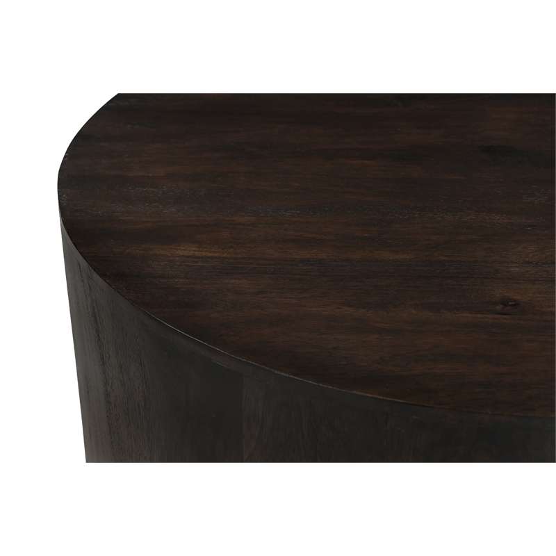 Flagstaff Round Cocktail Table in Modern Barista Brown Finish on Solid Wood