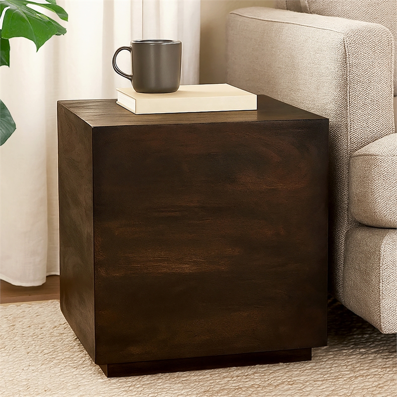 Flagstaff Square Side Table in Modern Barista Brown Finish on Solid Wood