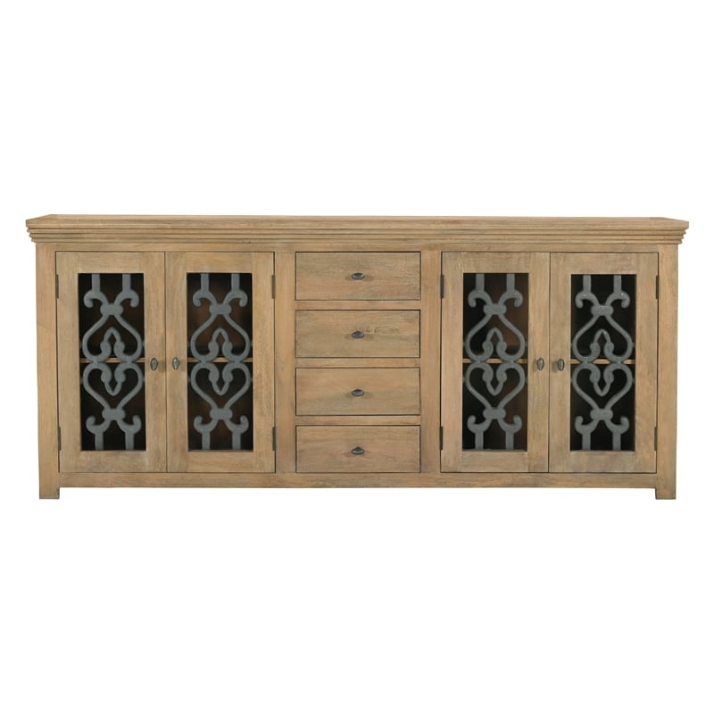 Hearst Sideboard 4-Drawer 4-Door in Traditional Natural Finish on Solid Wood