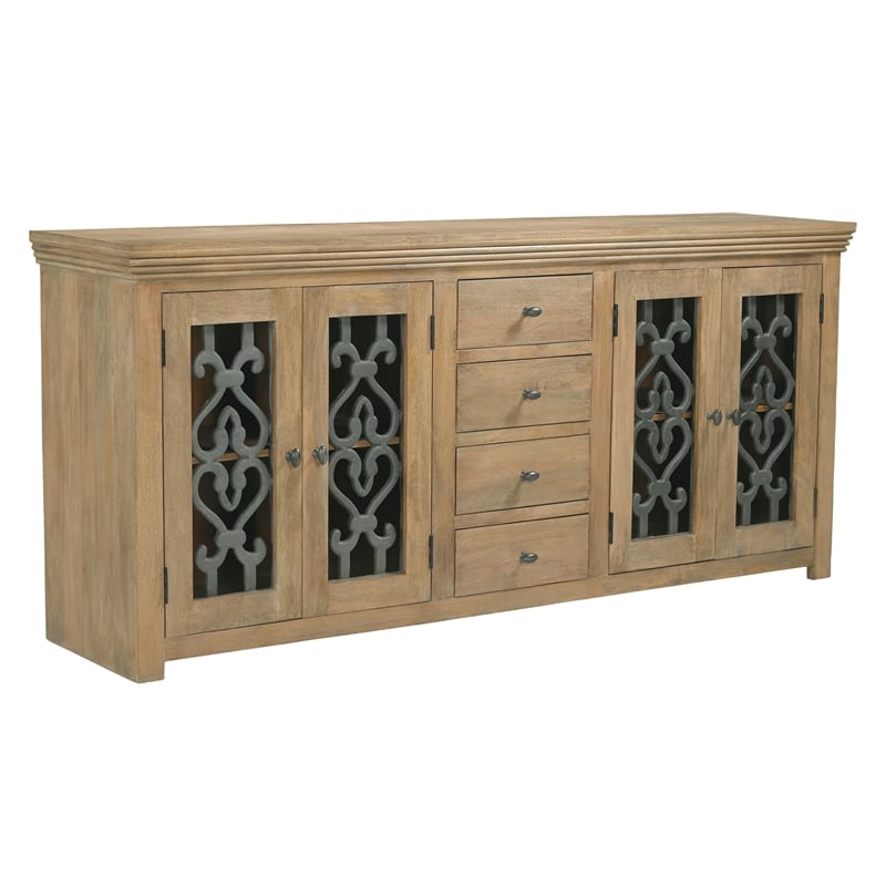 Hearst Sideboard 4-Drawer 4-Door in Traditional Natural Finish on Solid Wood
