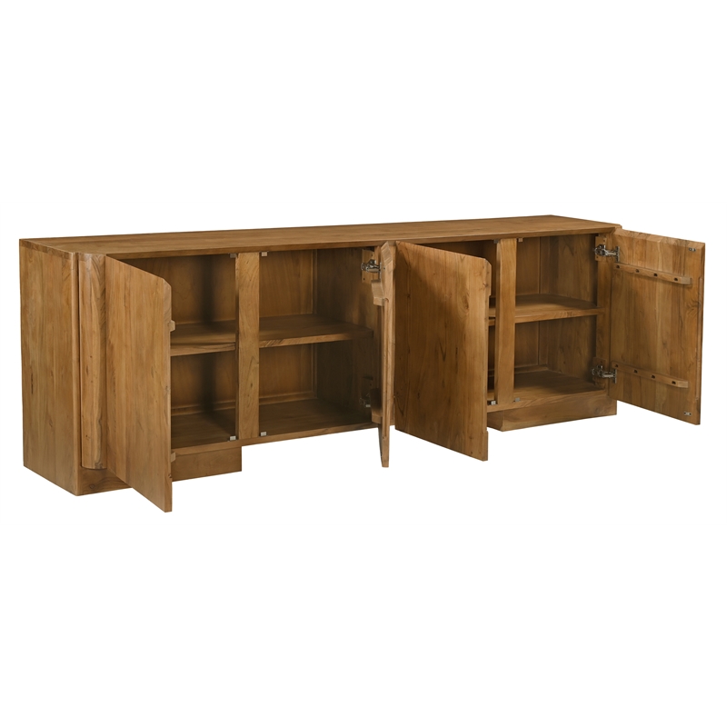 Percy 4-Door Sideboard in Modern Acacia Tan Finish on Acacia Solid Wood