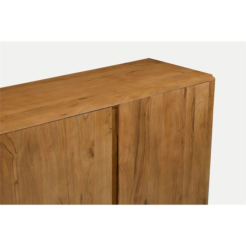 Percy 4-Door Sideboard in Modern Acacia Tan Finish on Acacia Solid Wood