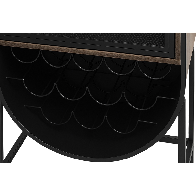 Felix Tall Wine Cabinet Home Bar in Transitional Black Finish on Solid Wood