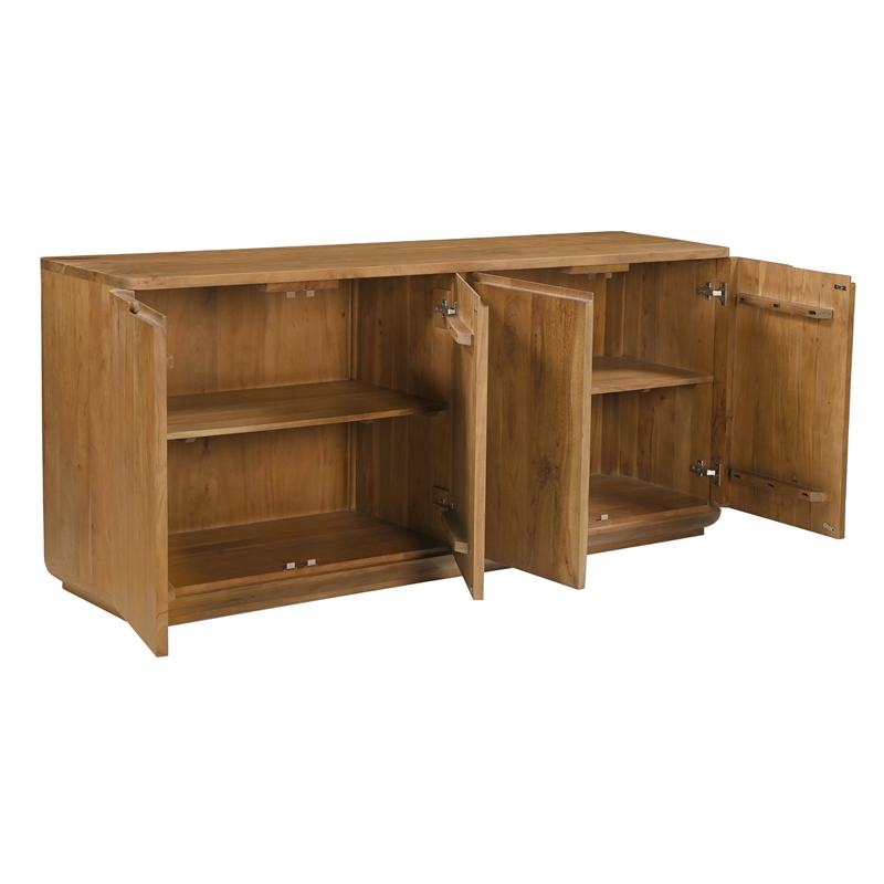 Bernard 4-Door Sideboard in Modern Acacia Tan Finish on Acacia Solid Wood