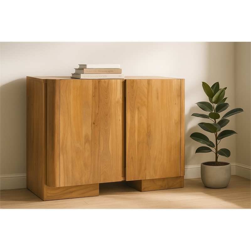 Percy 2-Door Sideboard in Modern Acacia Tan Finish on Acacia Solid Wood