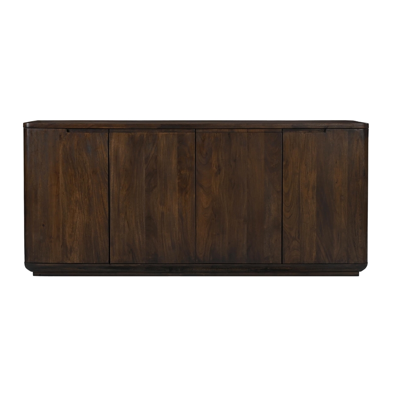 Bernard 4-Door Sideboard in Modern Barista Brown Finish on Acacia Solid Wood