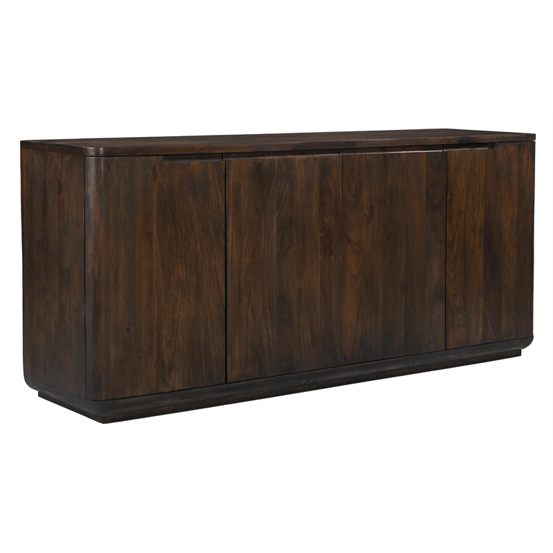 Bernard 4-Door Sideboard in Modern Barista Brown Finish on Acacia Solid Wood