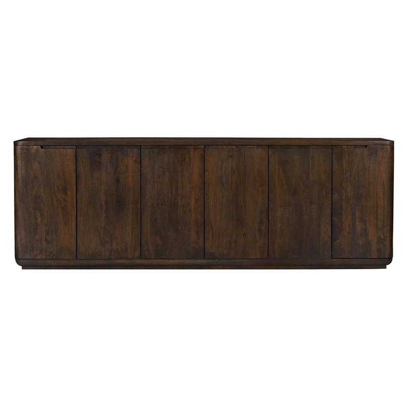 Bernard 6-Door Sideboard in Modern Barista Brown Finish on Acacia Solid Wood