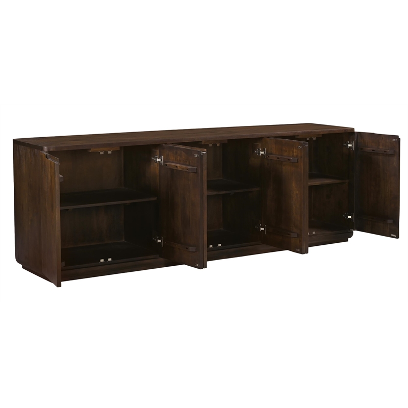 Bernard 6-Door Sideboard in Modern Barista Brown Finish on Acacia Solid Wood