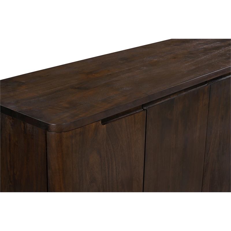 Bernard 6-Door Sideboard in Modern Barista Brown Finish on Acacia Solid Wood