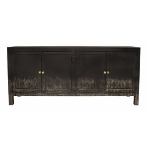 Magma 4-Door Sideboard in Modern Distressed Black Finish on Solid Wood
