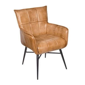 Gabriel Genuine Leather Arm Chair in Mid-Century Caramel Tan Finish
