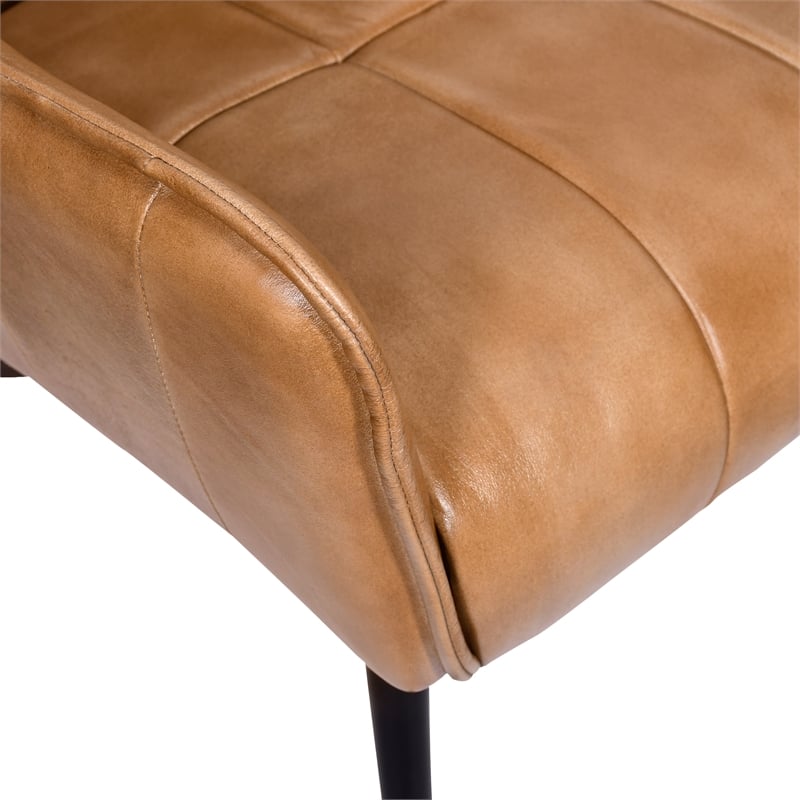 Gabriel Genuine Leather Arm Chair in Mid-Century Caramel Tan Finish