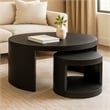 Molly Cocktail Table 2-Piece Set in a Modern Natural Black on Solid Wood
