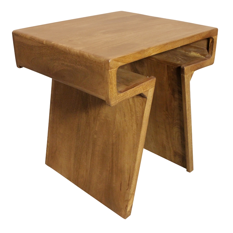 Tyson Nesting End Table 2-Piece Set in Modern Royal Walnut Finish on Solid Wood