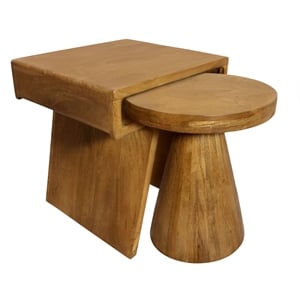 Tyson Nesting End Table 2-Piece Set in Modern Royal Walnut Finish on Solid Wood