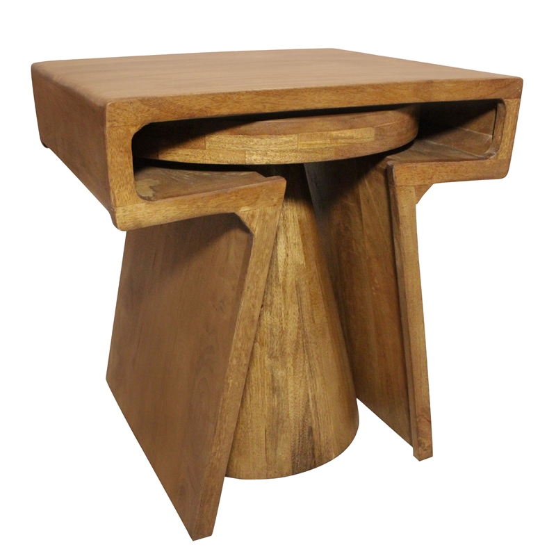 Tyson Nesting End Table 2-Piece Set in Modern Royal Walnut Finish on Solid Wood