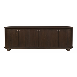 Astrid 6-Door Sideboard in a Mid-Century Barista Brown Finish on Oak Solid Wood